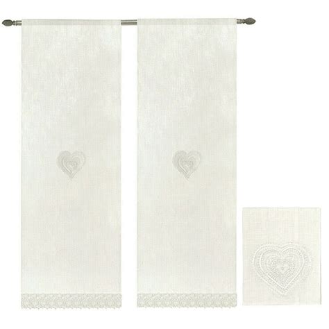 Tende Finestre Porta Interno 60x240 Cm Cuore Tessuto Semitrasparente