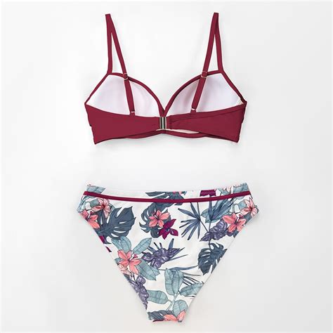 CUPSHE Push Up Floral Wrap Bikini Sets Women Sexy Thong Two Pieces