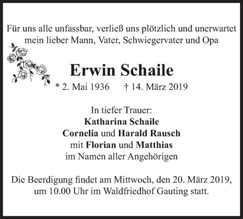 Traueranzeigen Von Erwin Schaile Trauer Merkur De