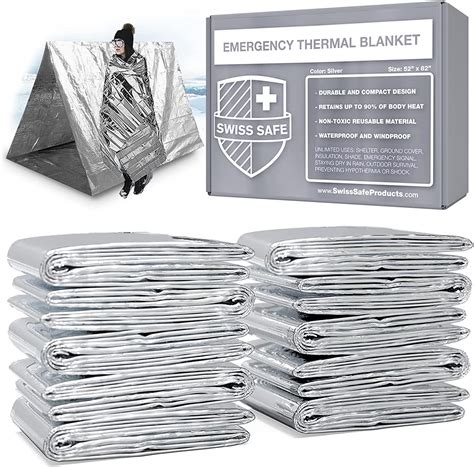 Swiss Safe Emergency Mylar Thermal Blankets Bonus Gold Foil Space Blanket