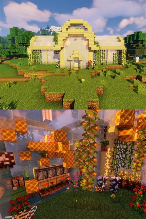 Cottagecore Greenhouse with Bee Farm in Minecraft