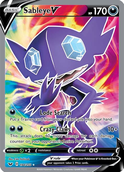 Serebii net Pokémon Card Database Sword Shield 194 Sableye V