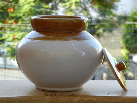 Ceramic Round Pickle Jar Achaar Barni Container Canister Etsy