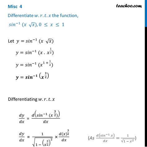 Misc Differentiate Sin X Root X Chapter Ncert