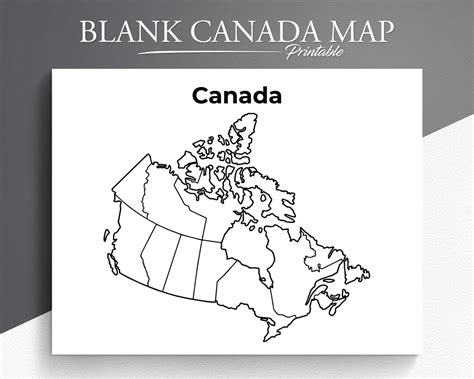 Printable Blank Canada Map. Educational Map for Kids. Canada - Etsy