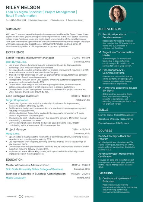 Six Sigma Resume Examples Guide For