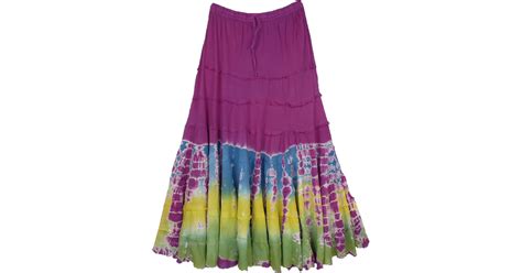 Passion Purple Tiered Gypsy Skirt Tie Dye Plus Size Purple Xl Plus Tiered Skirt Maxi Skirt