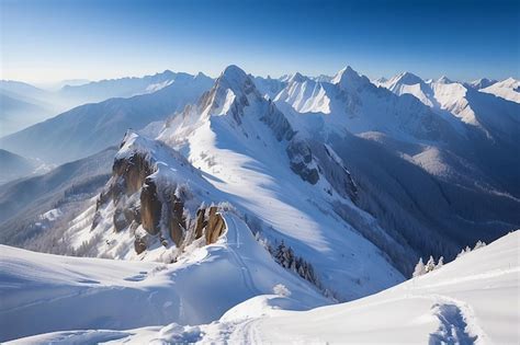 Premium Photo | Snowy landscape on mountains during winter season