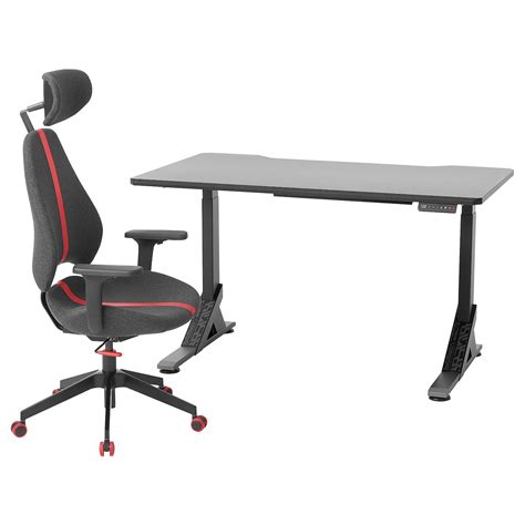 Uppspel Gruppspel Gaming Desk And Chair Blackgrey 140x80 Cm Ikea