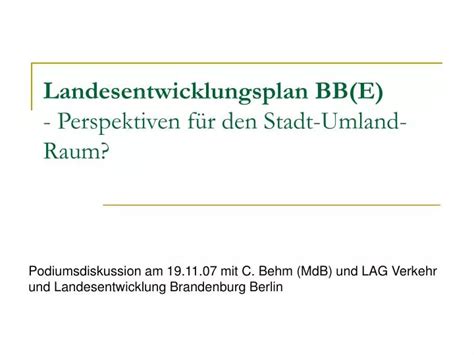 Ppt Landesentwicklungsplan Bb E Perspektiven F R Den Stadt Umland