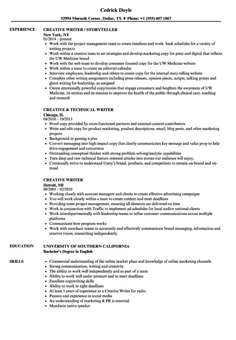 Creative Writer Resume Samples | Velvet Jobs