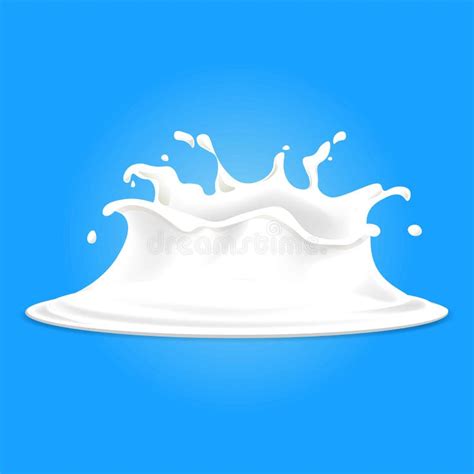 Realistic Banner With White Milk Splashes Pouring Concept On Blue Stock