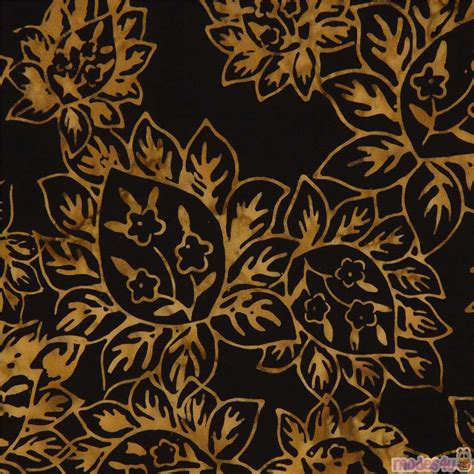 Timeless Treasures Black Batik Fabric With Flower And Leaf Motif ModeS4u