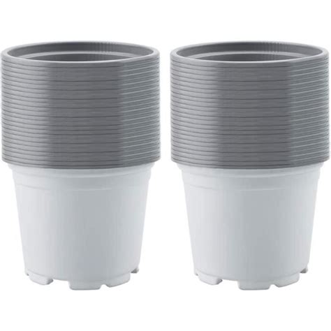 Lot De Pots De Fleurs Ronds En Plastique Cm Blanc Q