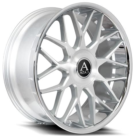 Staggered Azad Wheels Azv Brushed Silver With Ss Lip Xl Cap Rims