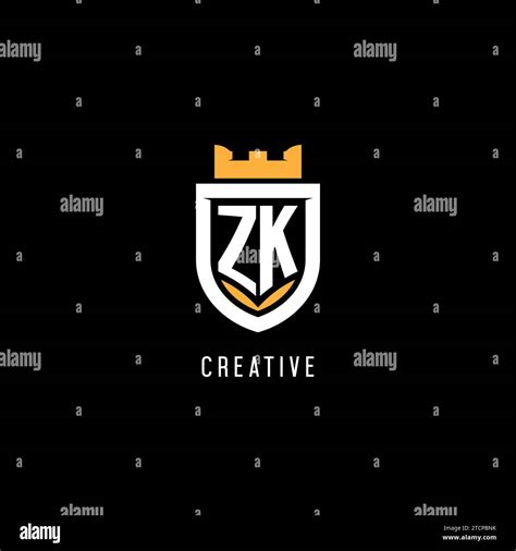 Initial Zk Logo With Shield Esport Gaming Logo Monogram Style Vector