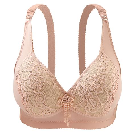 Elainilye Fashion Bras For Older Women Gathered Bra Casual Wirefree Bra Comfortable Minimizer