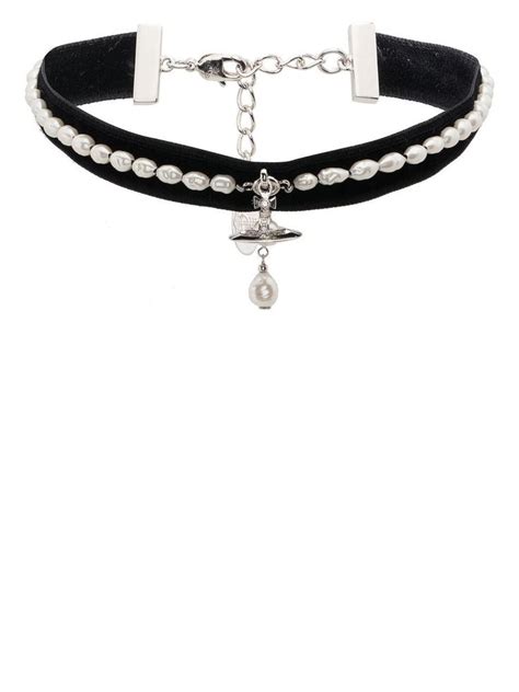 Vivienne Westwood Aleksa Velvet Pearl Chocker Farfetch Acess Rios