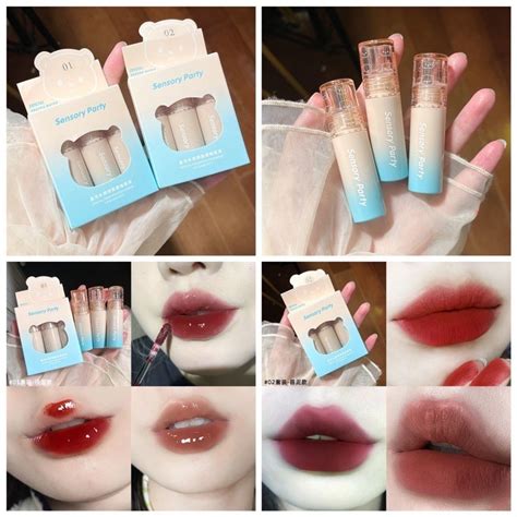 ลิปเซต3แท่ง ลิปกลอสฉ่ำวาว ปากดูอวบอิ่ม Lip Glaze สีชัด ติดทน เนื้อกำมะหยี่ Shopee Thailand