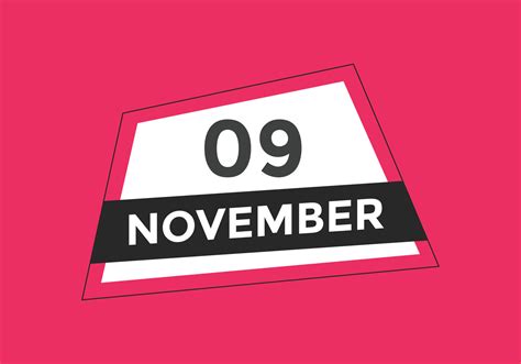 November 9 Calendar Reminder 9th November Daily Calendar Icon Template