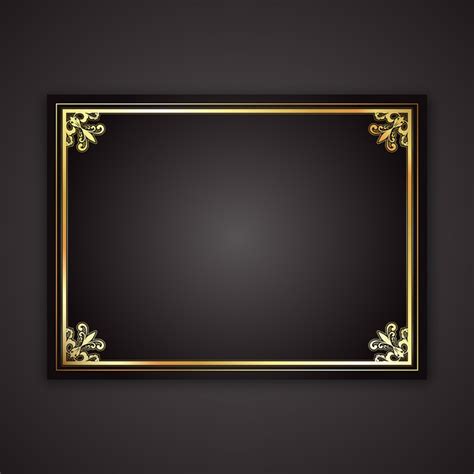 Black background with golden frame vector free download