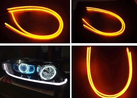 2pcs 60 Cm Led Drl Flexible Daytime Running Turn Signal Light Soft