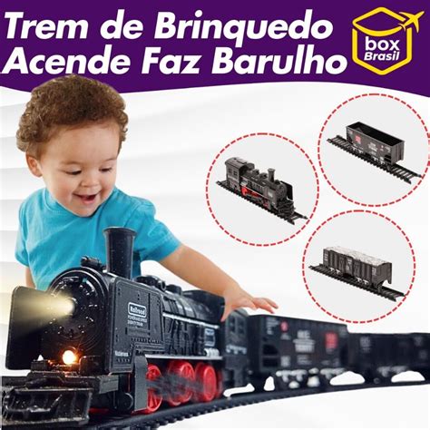 Trem Ferrovi Rio Brinquedo Locomotiva Acende Faz Barulho Som Luz