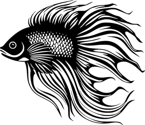 Premium Vector Beta Fish Black And White Isolated Icon Vector