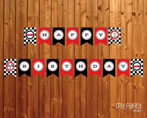 Race Car Birthday Banner Car Party Decorations Racing Happy - Etsy ...