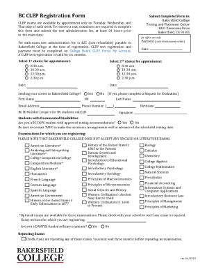 Fillable Online BC CLEP Registration Form Fax Email Print PdfFiller