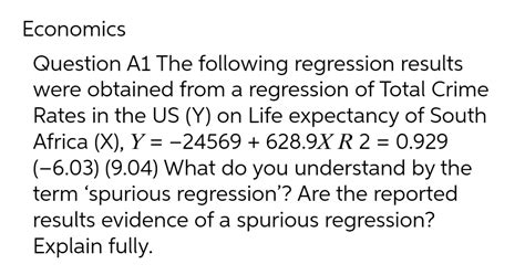 Answered Question A1 The Following Regression… Bartleby