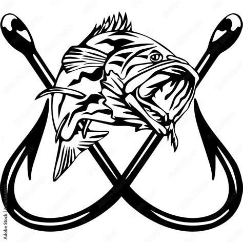 Crossed Fish Hooks Svg Bass Fishing Svg Fishing Hook Svg Vector Cut