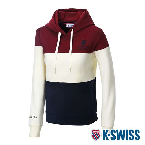 K Swiss Panel Hoodie刷毛連帽上衣 女 紅藍白 Pchome 24h購物