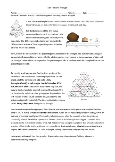 Soil Textural Triangle Worksheet printable pdf download