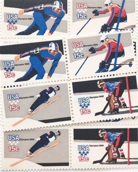 Unused Vintage Winter Olympics Postage Stamps Winter Olympic