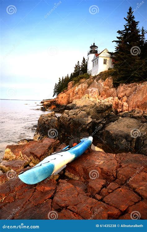 Kayak Fahren Im Nationalpark Des Acadia In Maine Nahe Bei Einem