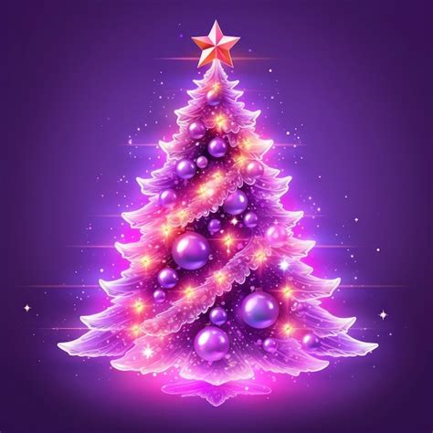 Premium Photo Violet Glossy Christmas Tree Illustration Ai Generativexa