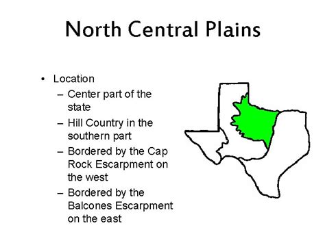 REGIONS OF TEXAS GREAT PLAINS NORTH CENTRAL PLAINS