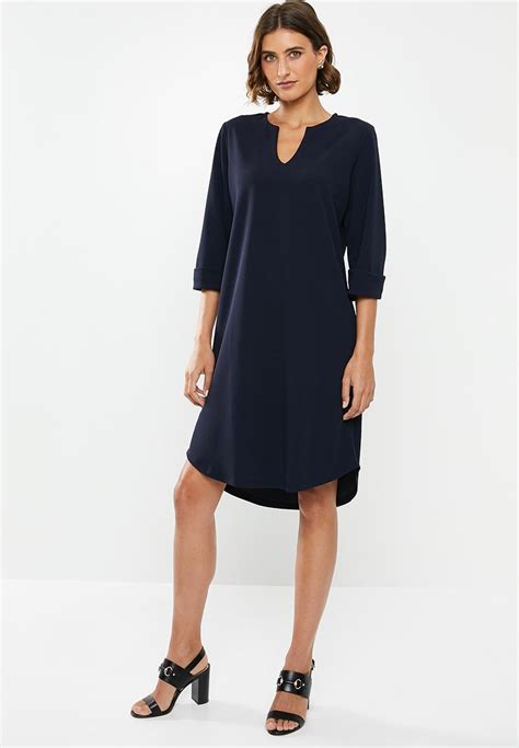 Crepe Tunic Dress Navy Edit Formal