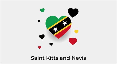 Saint Kitts En Nevis Vlag Hart Vorm Met Extra Harten Pictogram