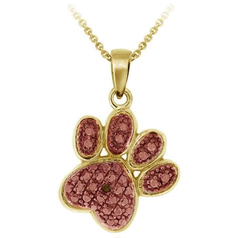 Db Designs Sterling Silver Black Diamond Accent Paw Print Necklace