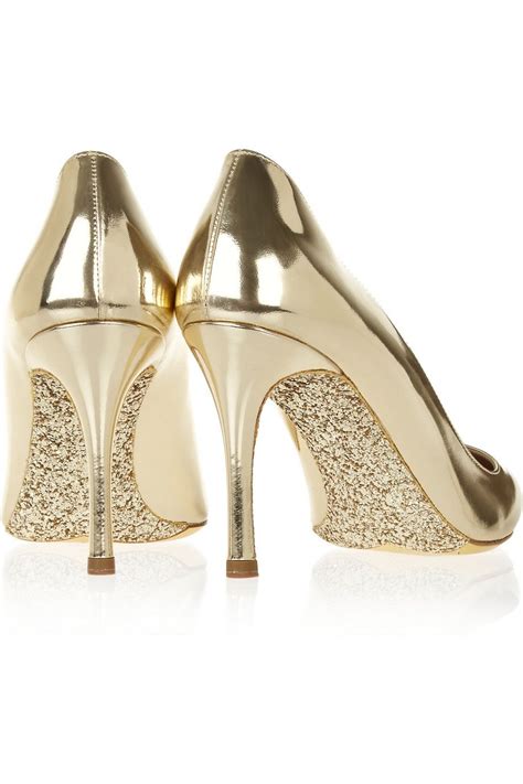 Miu Miu Gold Glitter Soled Mirrored Leather Pumps Leather Pumps Shoe Lover Wedding Shoes