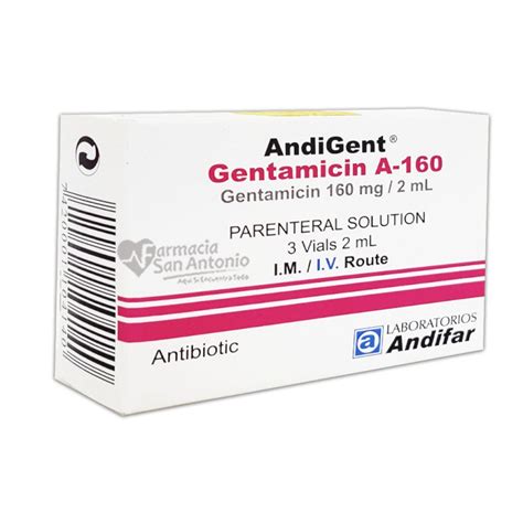 UNIDAD ANDIFAR GENTAMICINA 160MG Farmacia San Antonio