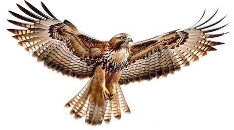 Premium Photo The Flying Hawk Is Isolated On A White Background