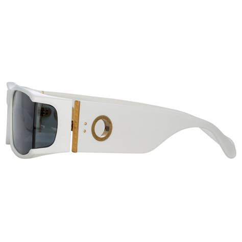 Linda Farrow Mya Rectangular Sunglasses In White LFL1274C3SUN