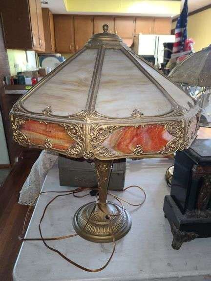 Antique Stained Glass Lamp Ness Bros Realtors Auctioneers