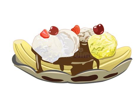 Banana Split Stock Vector Illustration Of Food Glass