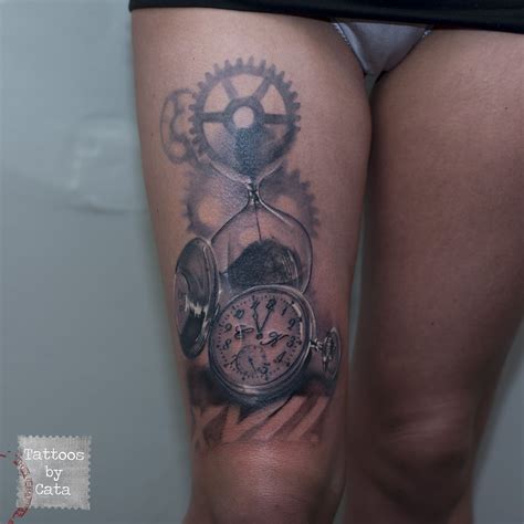 sand-clock pocket-watch mechanic tattoo. tattoo appointments available at Ta*****@*****