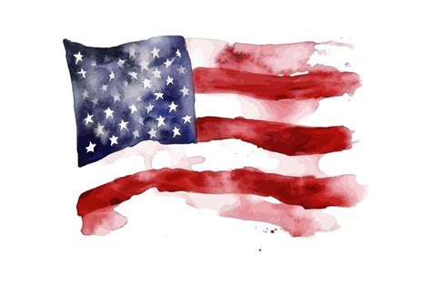 Premium Vector Flag Of America Handdrawn Watercolor Vector Illustration Design