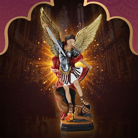 San Miguel Arcangel Statue | Colored Archangel Michael Statue Figurine ...